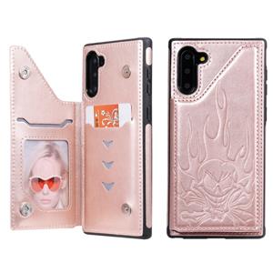 huismerk Voor Galaxy Note10 Skull Head Embossing Pattern Shockproof Protective Case met Holder & Card Slots & Wallet(Rose Gold)