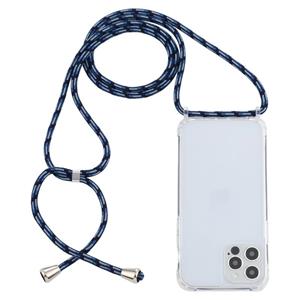 huismerk Transparante acryl airbag schokbestendige telefoon beschermhoes met lanyard voor iphone 13 pro max (gradiënt blauw)