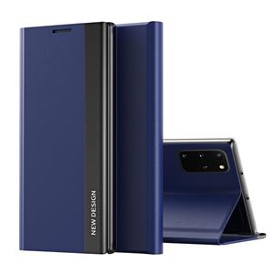 huismerk Voor Samsung Galaxy S20 Plus Side Gegalvaniseerde Magnetische Ultra-Dunne Horizontale Flip Lederen Hoesje met Houder (Donkerblauw)