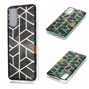 huismerk Voor Galaxy S20 Plating Marble Pattern Soft TPU Protective Case(Groen)