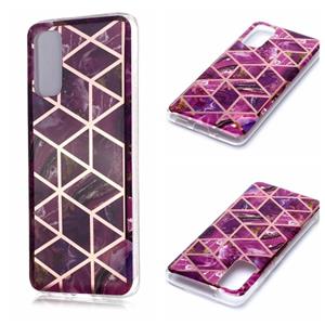 huismerk Voor Galaxy S20 Plating Marble Pattern Soft TPU Protective Case(Paars)