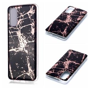 huismerk Voor Galaxy S20 Plating Marble Pattern Soft TPU Protective Case (Black Gold)