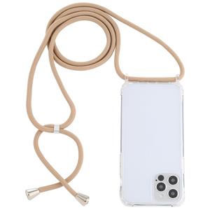 huismerk Transparante acryl airbag schokbestendige telefoon beschermhoes met lanyard voor iphone 13 pro max