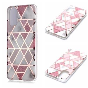 huismerk Voor Galaxy S20+ Plating Marble Pattern Soft TPU Protective Case (Roze)