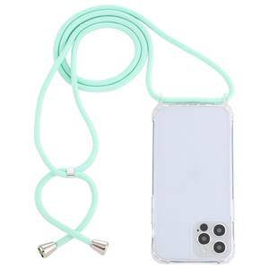 huismerk Transparante acryl airbag schokbestendige telefoon beschermhoes met lanyard voor iphone 13 pro max (mint groen)