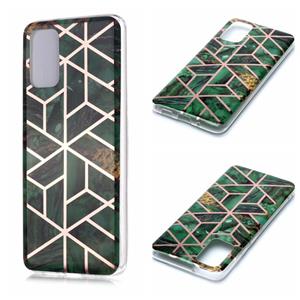 huismerk Voor Galaxy S20+ Plating Marble Pattern Soft TPU Protective Case(Groen)