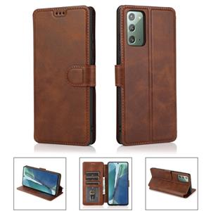 huismerk For Samsung Galaxy Note20 Shockproof PU + TPU Leather Phone Case(Brown)