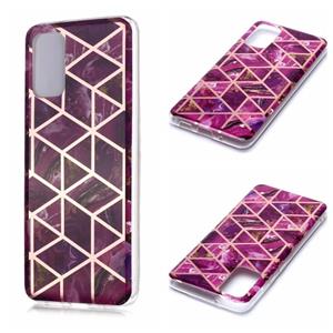 huismerk Voor Galaxy S20+ Plating Marble Pattern Soft TPU Protective Case(Paars)