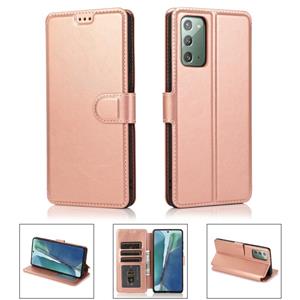 huismerk For Samsung Galaxy Note20 Shockproof PU + TPU Leather Phone Case(Rose Gold)