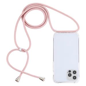 huismerk Transparante Acryl Airbag Schokbestendige Telefoon Beschermhoes met Lanyard voor iPhone 13 Pro (Rose Gold)