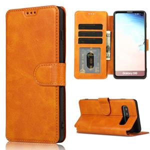 huismerk For Samsung Galaxy S10 Shockproof PU + TPU Leather Phone Case(Khaki)