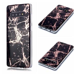 huismerk Voor Galaxy S10+ Plating Marble Pattern Soft TPU Protective Case (Black Gold)