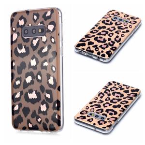 huismerk Voor Galaxy S10e Plating Marble Pattern Soft TPU Protective Case(Leopard)