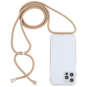 huismerk Transparante acryl airbag schokbestendige telefoon beschermhoes met lanyard voor iphone 13 pro