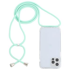 huismerk Transparante acryl airbag schokbestendige telefoon beschermhoes met lanyard voor iphone 13 pro (mint groen)