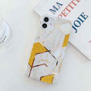 huismerk Glitter Poeder geëlektrificeerd marmeren TPU telefoon geval voor iPhone 12 mini(Wit)