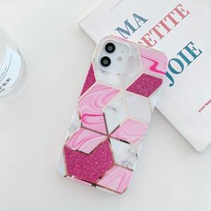 huismerk Glitter Poeder geëlektrificeerd marmeren TPU telefoon geval voor iPhone 12 mini (Roze)