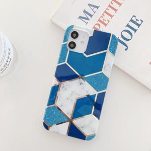 huismerk Glitter Poeder geëlektrificeerd marmeren TPU telefoon geval voor iPhone 12 mini(Blauw)