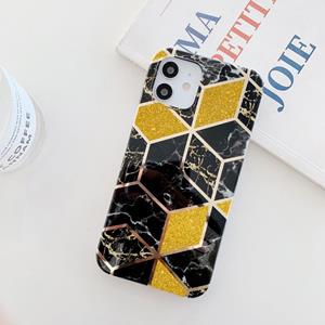 huismerk Glitter Poeder geëlektrificeerd marmeren TPU telefoon geval voor iPhone 12 mini(Zwart)