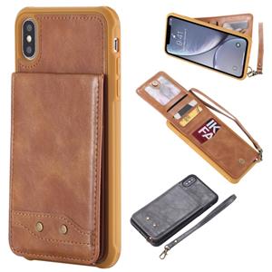 huismerk Voor iPhone XS Max Vertical Flip Shockproof Lederen Beschermhoes met korte touw supportcardslots & beugel & fotohouder & portemonneefunctie(bruin)