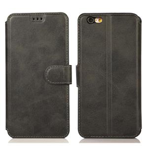 huismerk Voor iPhone 6 / 6s Kalf Texture Magnetic Buckle Horizontale Flip Lederen Case met Holder & Card Slots & Wallet & Photo Frame(Zwart)