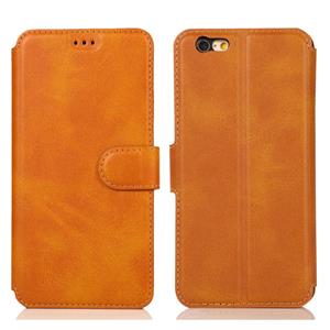 huismerk Voor iPhone 6 / 6s Kalf texture magnetische gesp horizontale flip lederen case met houder & kaartslots & portemonnee & fotoframe (kaki)