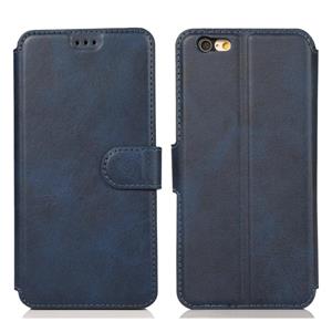 huismerk Voor iPhone 6 / 6s Kalf texture magnetische gesp horizontale flip lederen case met houder & kaartslots & portemonnee & fotoframe(blauw)