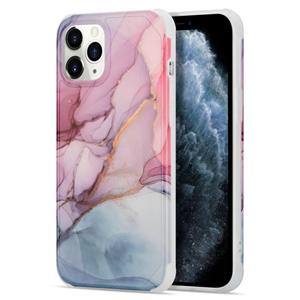 huismerk Vier hoeken Anti-Shattering Flow Gold Marble IMD Phone Back Cover Case Voor iPhone 12 mini (Pulper Blue LD3)