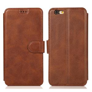 huismerk Voor iPhone 6 / 6s Kalf Texture Magnetic Buckle Horizontale Flip Lederen Case met Holder & Card Slots & Wallet & Photo Frame(Bruin)