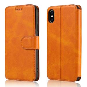 huismerk Voor iPhone X / XS Kalf Texture Magnetic Buckle Horizontale Flip Lederen Case met Holder & Card Slots & Wallet & Photo Frame(Khaki)