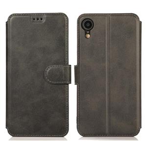 huismerk Voor iPhone XR Kalf texture magnetische gesp horizontale flip lederen case met houder & kaartslots & portemonnee & fotoframe(zwart)