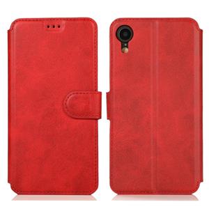 huismerk Voor iPhone XR Kalf texture magnetische gesp horizontale flip lederen case met houder & kaartslots & portemonnee & fotolijst(rood)