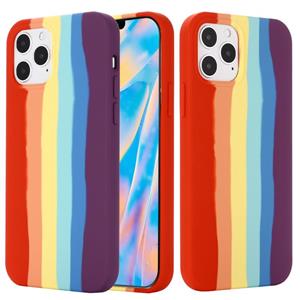 huismerk Rainbow Liquid Siliconen Schokbestendige volledige dekking beschermhoes voor iPhone 12 mini