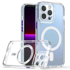 huismerk Cat-Eye TPU + Acryl Magsafe telefoonhoesje voor iPhone 13 Pro (Purple)