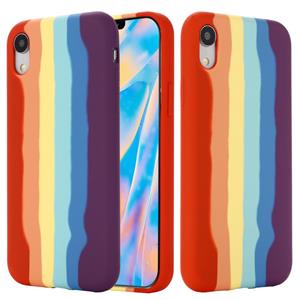 huismerk Rainbow Liquid Siliconen Schokbestendige volledige dekking beschermhoes voor iPhone XS / X