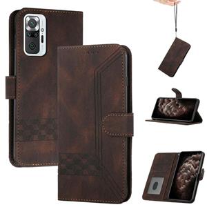 huismerk Voor Xiaomi Redmi Note 10 Pro Cubic Skin Feel Flip Leather Phone Case (Dark Brown)