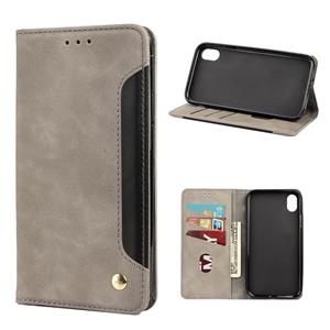 huismerk Huid Feel Splicing Leather Telefoon Case voor iPhone XR