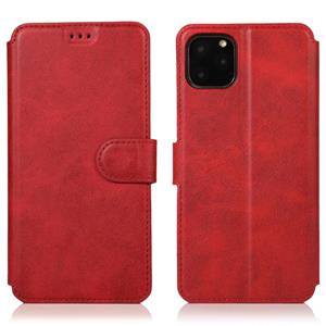 huismerk Voor iPhone 12 mini Kalf texture magnetische gesp horizontale flip lederen case met houder & kaartslots & portemonnee & fotoframe(rood)