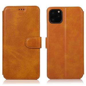 huismerk Voor iPhone 12 mini Kalf texture magnetische gesp horizontale flip lederen case met houder & kaartslots & portemonnee & fotolijst (Khaki)