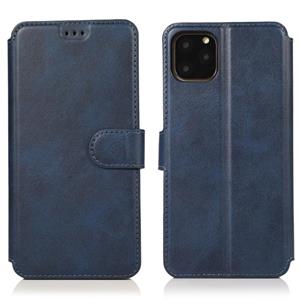 huismerk Voor iPhone 12 mini Kalf texture magnetische gesp horizontale flip lederen case met houder & kaartslots & portemonnee & fotoframe(blauw)