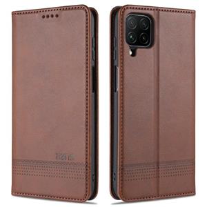 For Samsung Galaxy M32 Global AZNS Magnetic Calf Texture Horizontal Flip Leather Case with Card Slots & Holder & Wallet(Dark Brown)