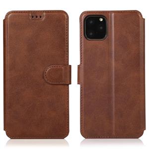 huismerk Voor iPhone 12 mini Kalf texture magnetische gesp horizontale flip lederen case met houder & kaartslots & portemonnee & fotoframe(bruin)