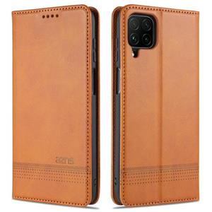 For Samsung Galaxy M32 Global AZNS Magnetic Calf Texture Horizontal Flip Leather Case with Card Slots & Holder & Wallet(Light Brown)