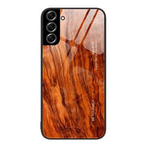 huismerk Voor Samsung Galaxy S22 + 5G Houtnerf Glas Beschermende Telefoon Case (M06)