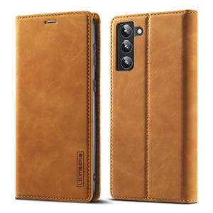 Voor Samsung Galaxy S22 + 5G LC.Imeeke Soft PU + TPU magnetische huidvriendelijke gevoel lederen telefoonhoes (Dack Brown)