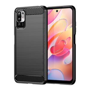 huismerk Voor Xiaomi Poco M3 Pro 5G geborstelde textuur koolstofvezel TPU telefoonhoes