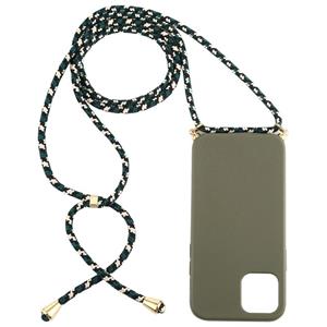 huismerk Voor iPhone 12 Wheat TPU Beschermhoes met Lanyard (Donkergroen)