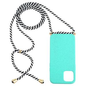 huismerk Voor iPhone 12 Wheat TPU Beschermhoes met Lanyard (Mint Green)