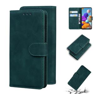 huismerk Voor Samsung Galaxy A21S Skin Feel Pure Color Flip Leather Phone Case