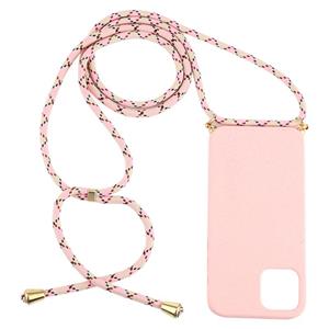 huismerk Voor iPhone 12 Wheat TPU Beschermhoes met Lanyard(Pink)